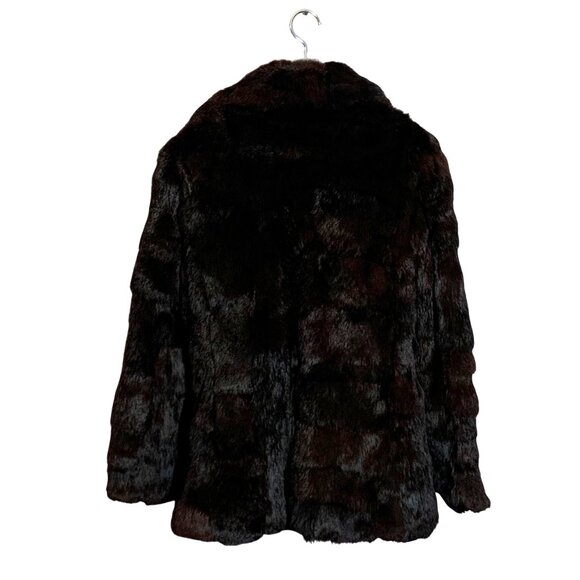 VTG 50s 60s Dark Brown 100% Rabbit Fur Coat Open Front Womens SZ M Pockets EUC - Picture 3 of 10